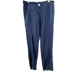 Lulu B Linen ‎ Navy Blue Drawstring Pants Casual Lightweight Summer Trousers